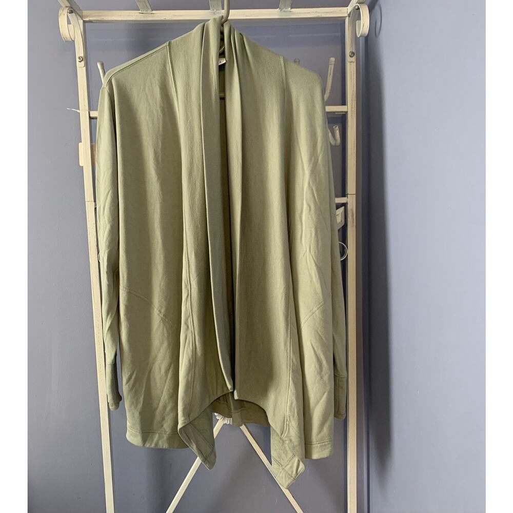 ATHLETA OLIVE LONG SLEEVE POCKETS NIRVANA PRANAYAMA WRAP CARDIGAN small